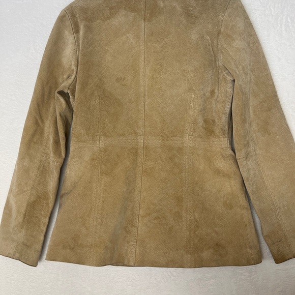 VTG Y2K Wet Seal Tan Suede Leather Collared Jacket Sz M Gilmore Girls Western - Picture 10 of 10